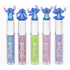 Packaging close-up of Disney Stitch lip gloss set showing plant-based formula