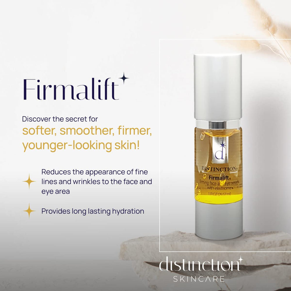 Distinction Firmalift under-eye serum application for refreshed look.