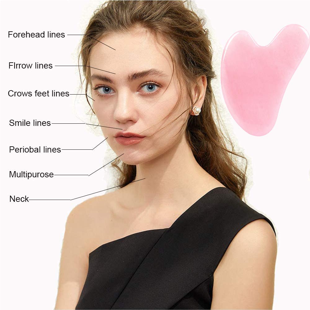 Ditind Rose Quartz Gua Sha packaging box shown as a premium gift set.