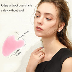 Ditind Rose Quartz Gua Sha with oil application for even absorption and glide.