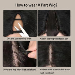 Diva Locks Afro Wig V-Part install closeup showcases easy, glue-free wear.