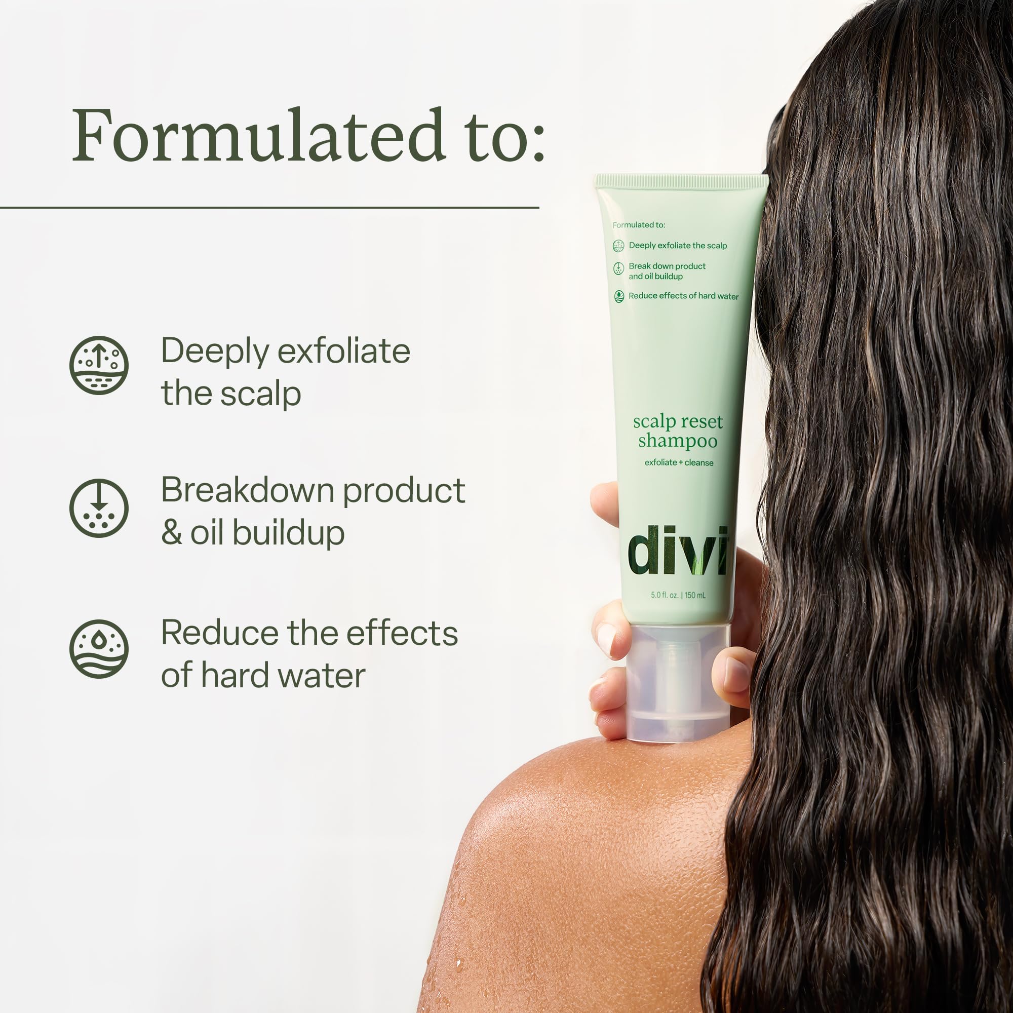 Divi Deep cleansing lather close-up showing buildup removal