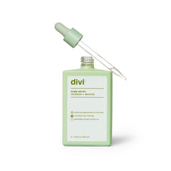 Divi scalp serum bottle with droplet showing easy daily application for nourished scalp
