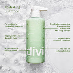 Divi Hydrating Conditioner bottle closeup, creamy texture highlighted for smooth hydration