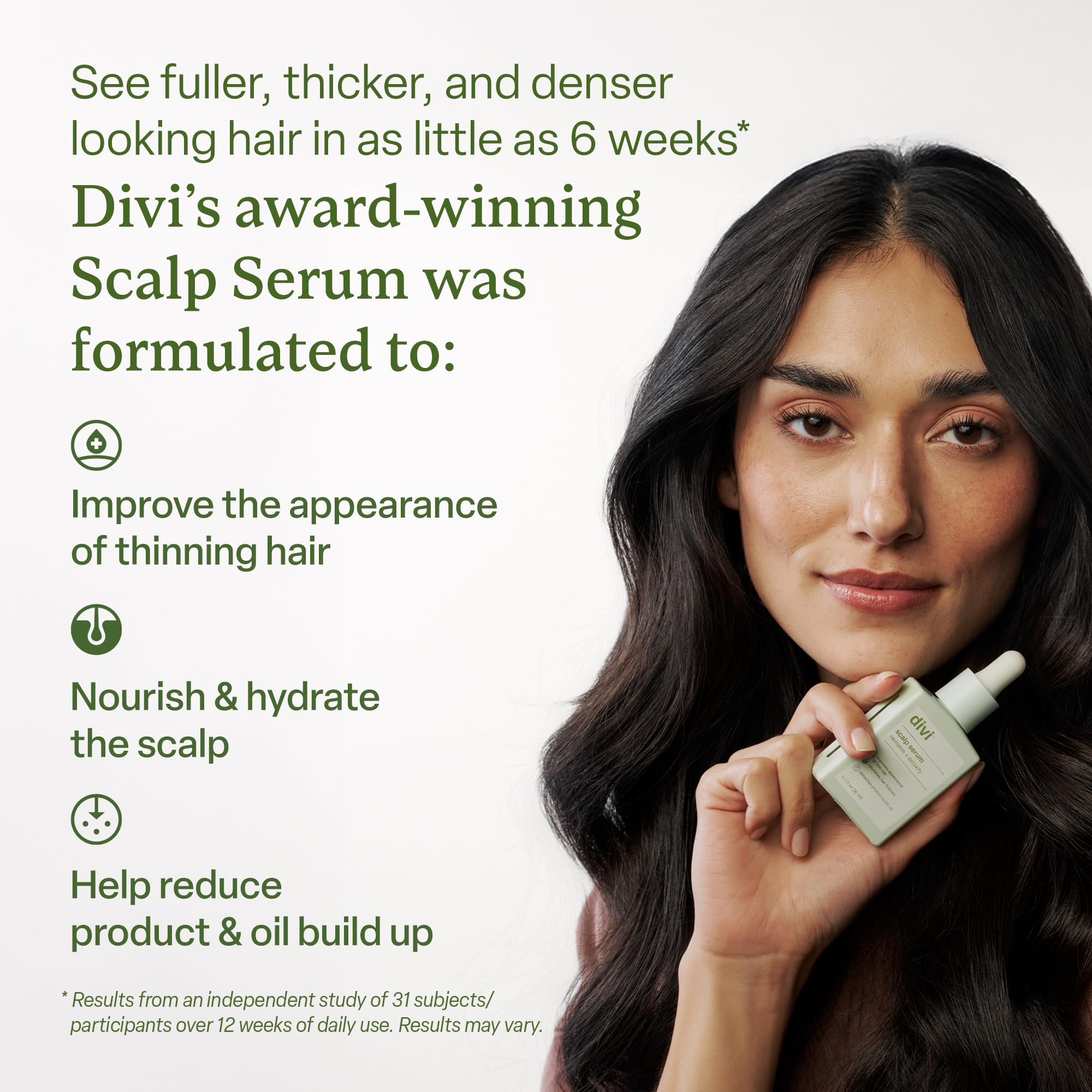 Divi Scalp Serum 15ml bottle nourishes scalp for fuller-looking hair