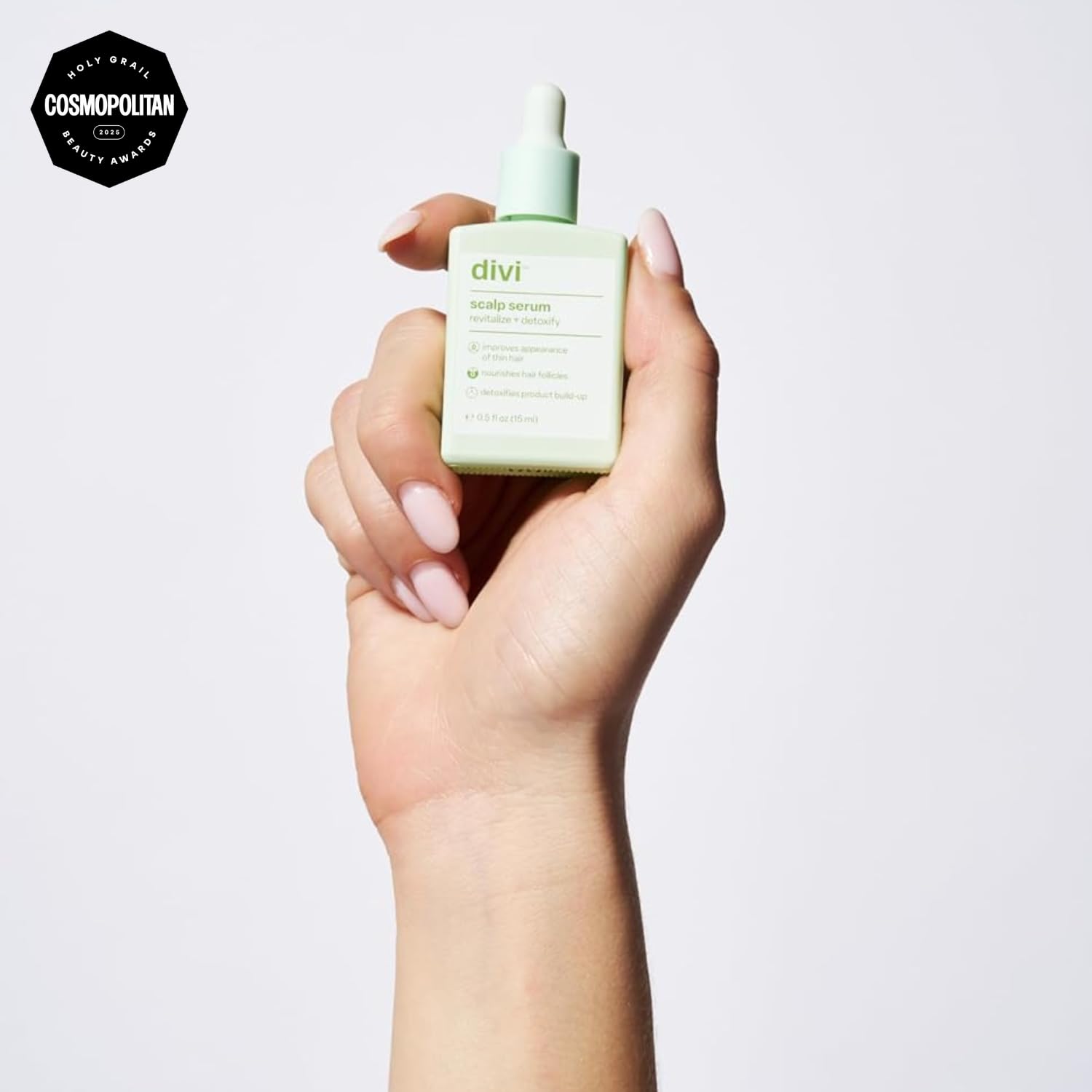 Divi Scalp Serum bottle and dropper for easy daily use