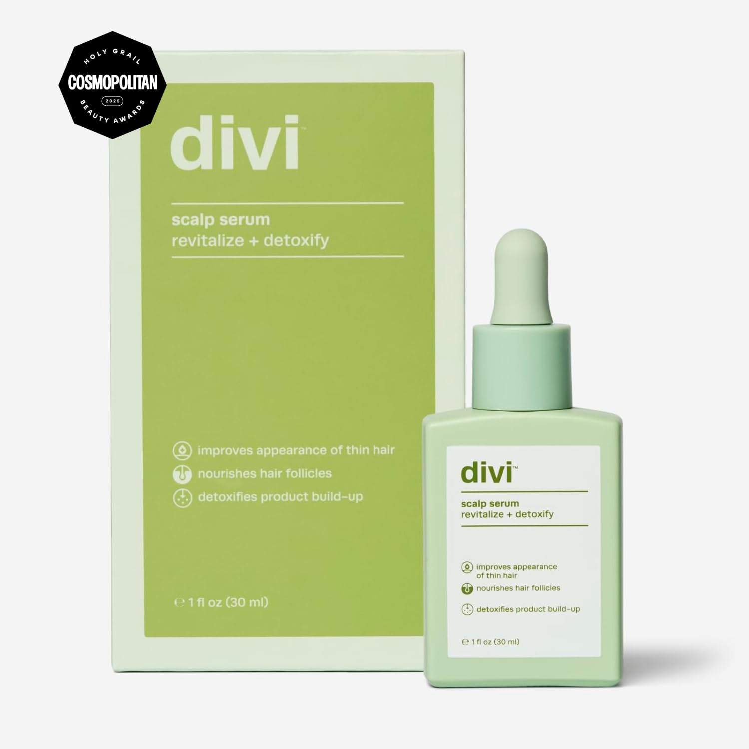 Divi Scalp Serum dispense pump in action for easy scalp application
