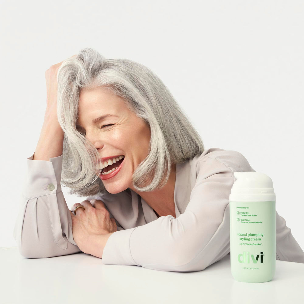 Divi Strand Styling Cream during blow-drying shows heat protection and volume boost.