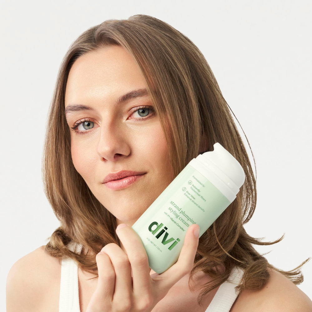 Divi Strand Styling Cream model hairstyle demonstrates longer-term fullness potential.
