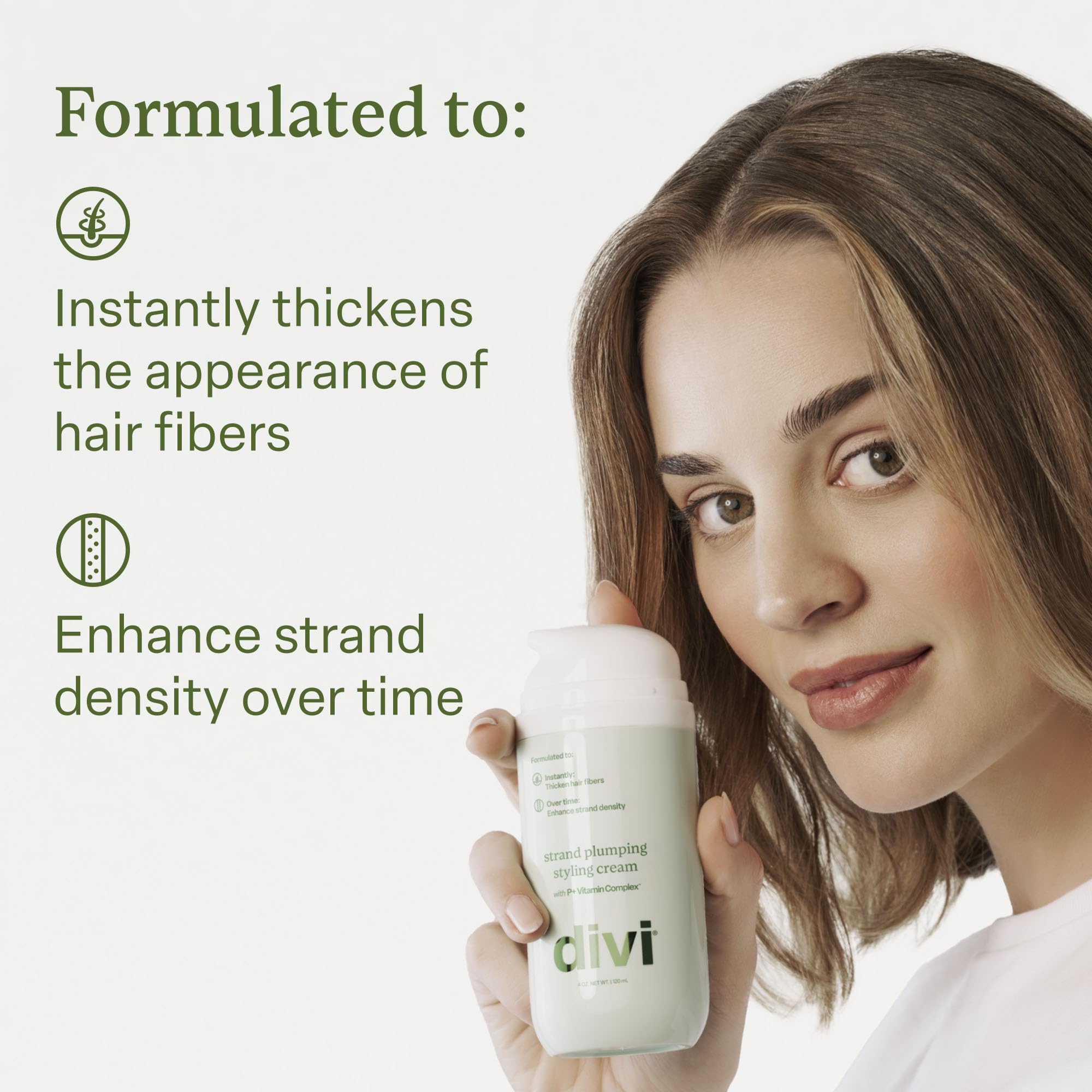 Divi Strand Styling Cream texture close-up reveals nourishing formula.