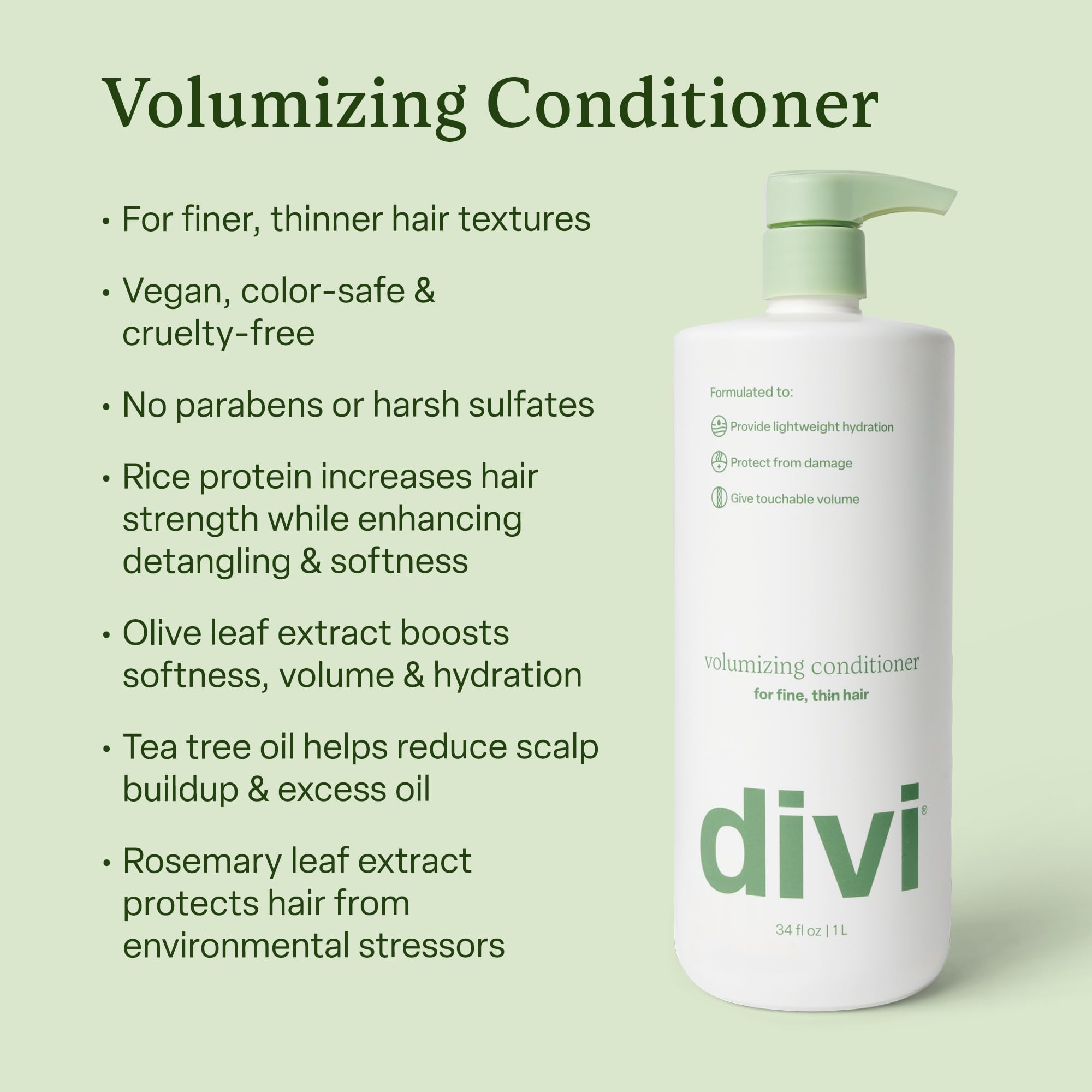 Divi volumizing conditioner creamy texture spreads easily through hair.