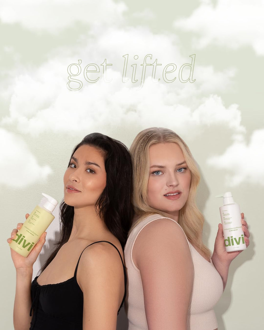 Divi Volumizing ingredients graphic highlighting postbiotics and botanicals