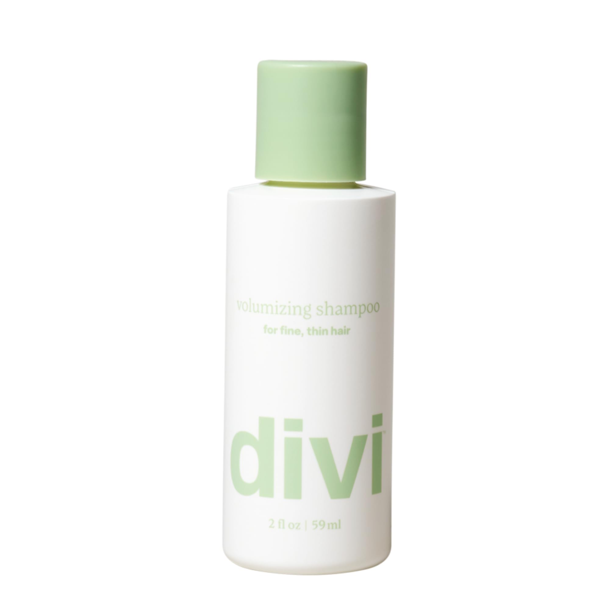 Divi Volumizing Shampoo bottle travel size 2oz, ready for on-the-go cleansing.