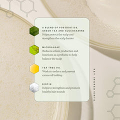 Divi Volumizing Shampoo close-up of green tea and biotin ingredients.