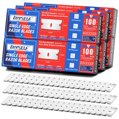 DIYSELF 600-pack single-edge blades in packaging, ready for versatile cutting and precise box opening.