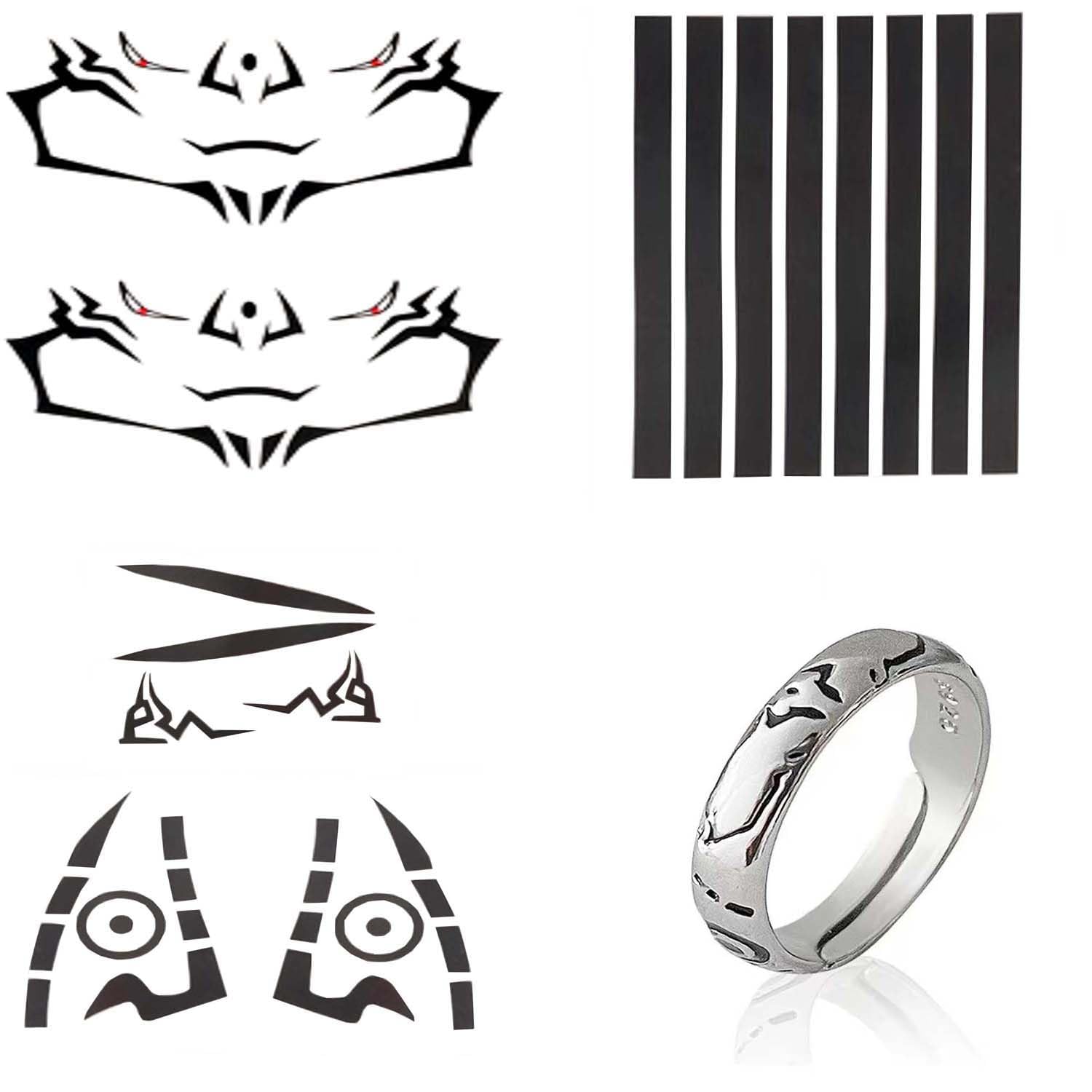 DJMANMENGG Sukuna tattoo stickers for quick cosplay prep and vibrant visuals.