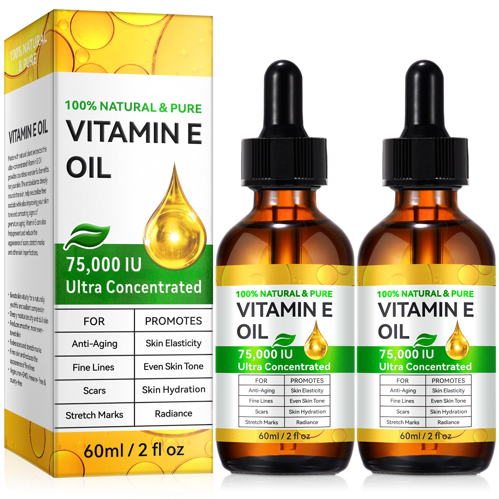 DLOMFVFQ 2-pack vitamin E oil packaging shot for convenient multi-use