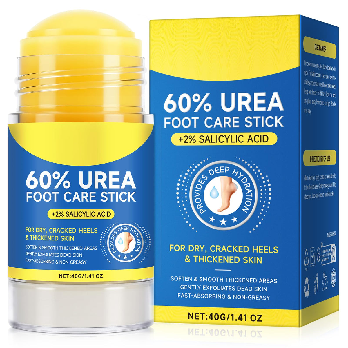 DLOMFVFQ 60% Urea Foot Care Stick glide-on relief for dry cracked heels.