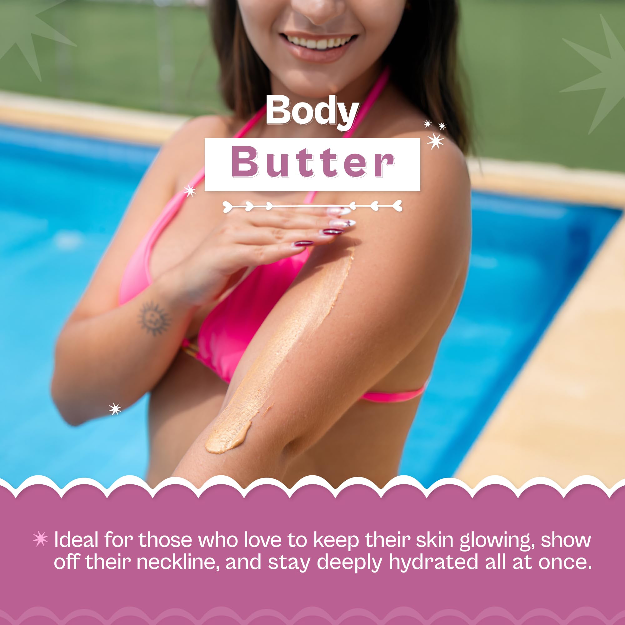 Close-up of D'Luchi Body Butter absorbing quickly into the skin.