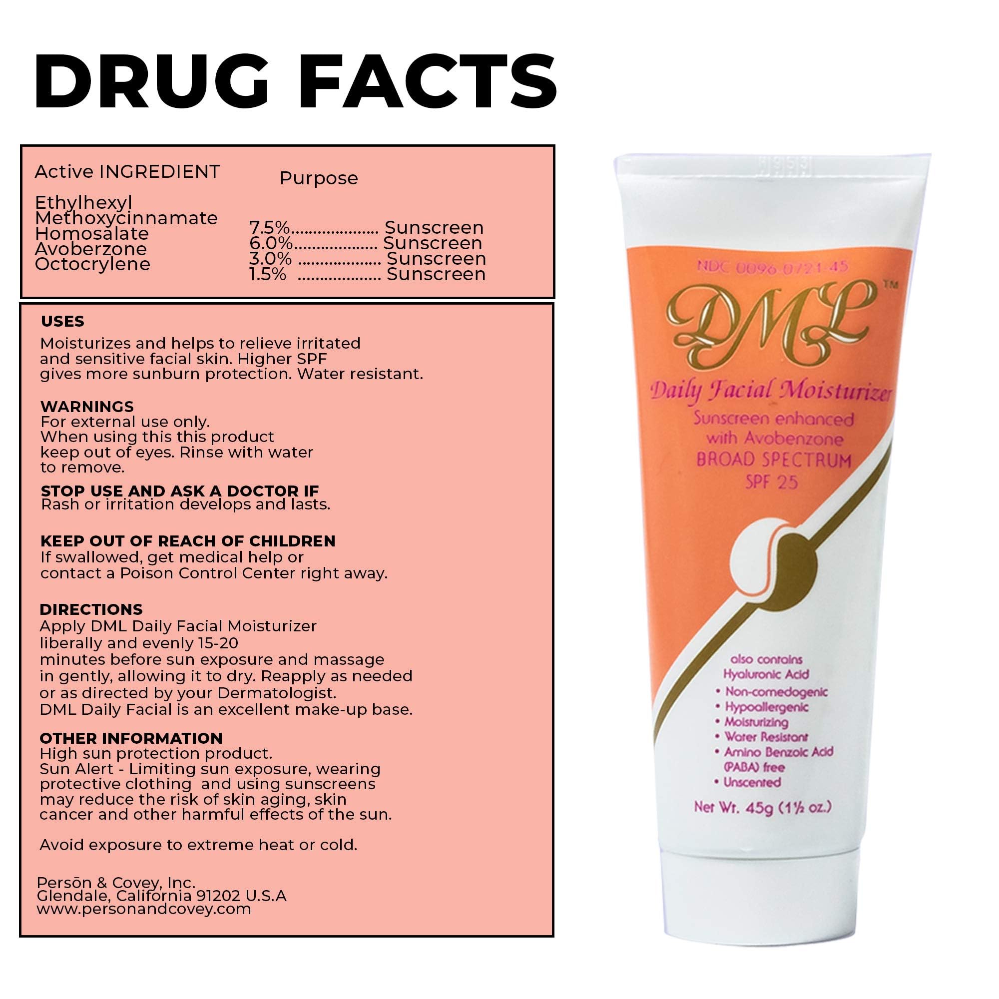 DML Daily Facial Moisturizer SPF 25 shows non-greasy texture for makeup base.