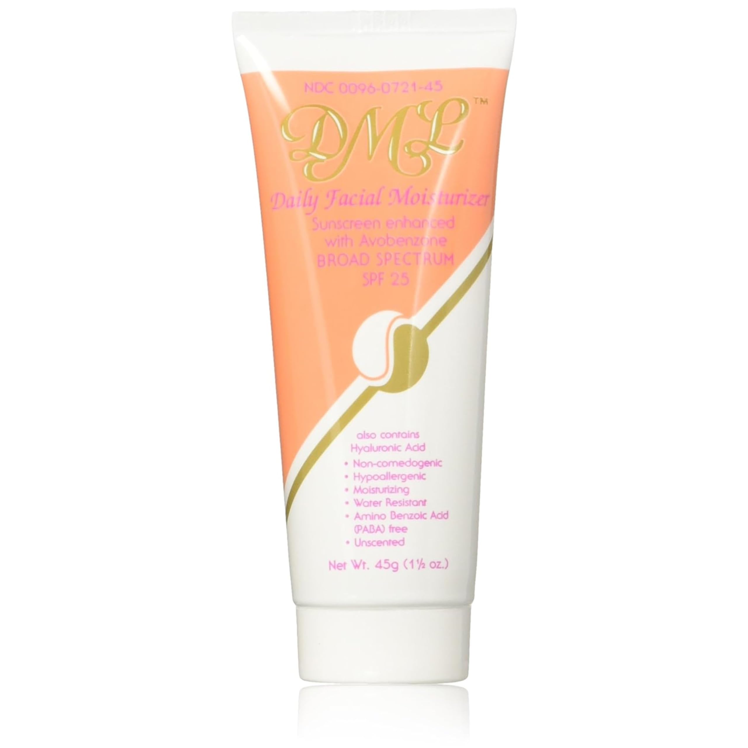 DML moisturizer applied to the face for gentle daily hydration
