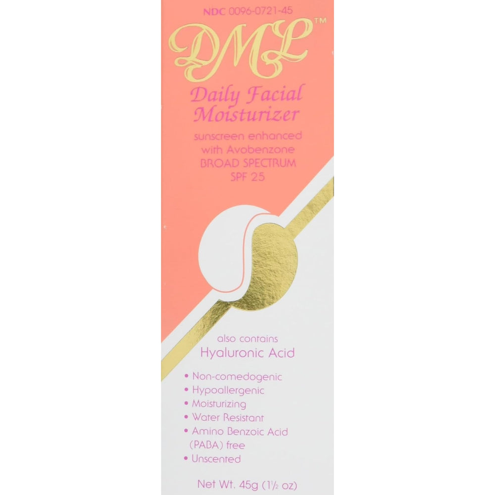DML facial moisturizer SPF 25 front view bottle for daily protection
