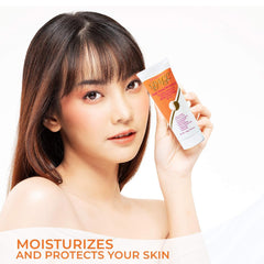 Creamy lotion swatch from DML moisturizer showing smooth hydration.