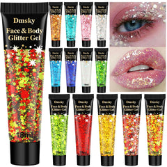 Dmsky 14 colors glitter tube adds vibrant body sparkle.