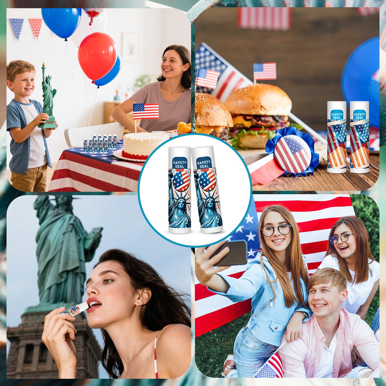 Dmsky American flag Statue of Liberty design lip balm gift for celebrations