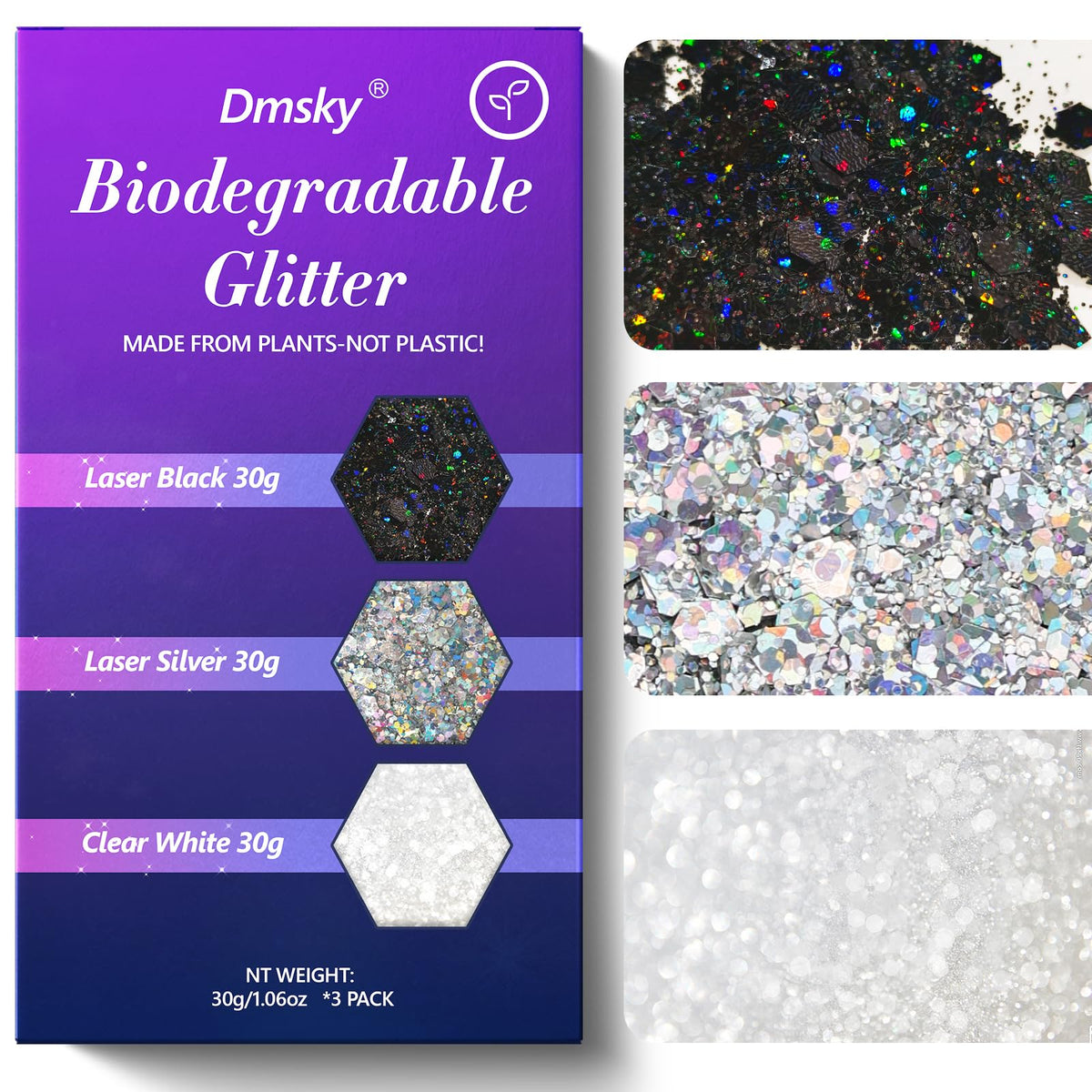 Dmsky chunky glitter silver holographic hue for dazzling nails