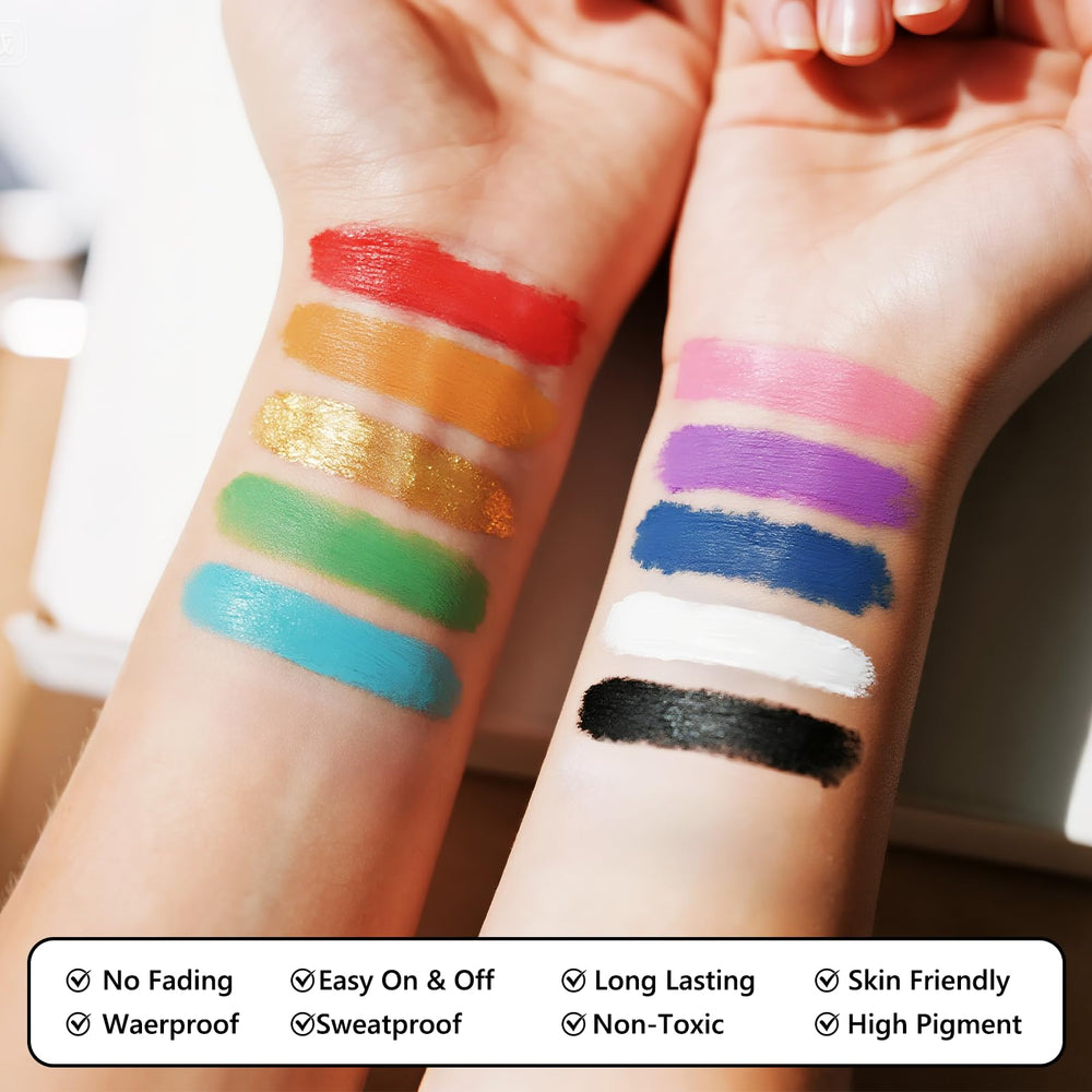 Dmsky eye-black sticks function as face and body paint for events.