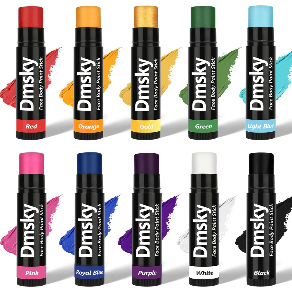 Dmsky eye-black sticks with a rotation design for easy reapplication.