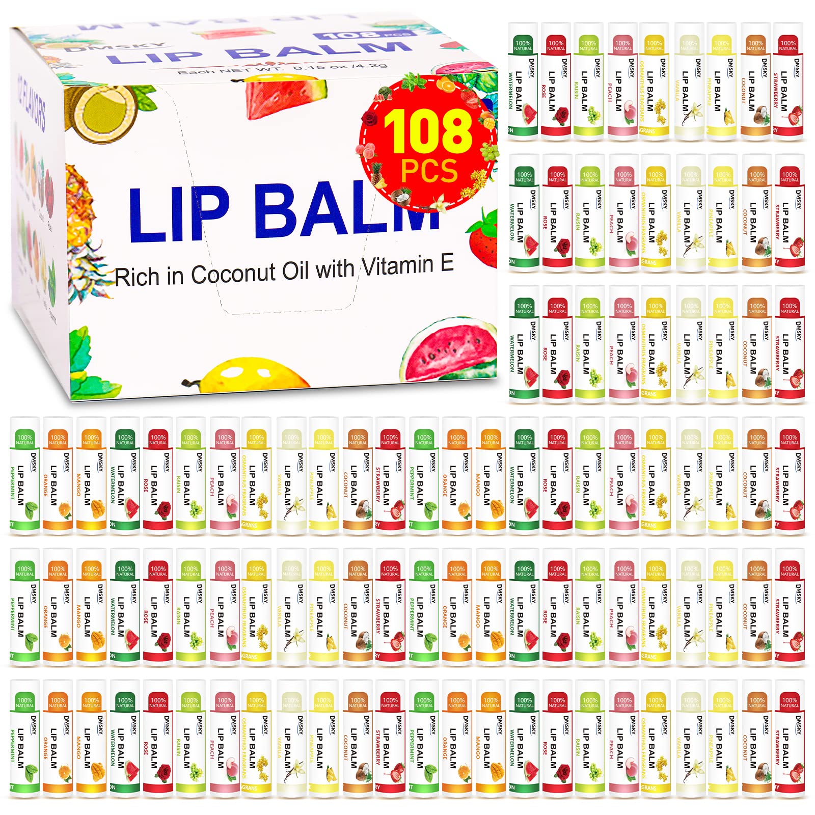 DMSKY lip balm 12-flavor assortment for daily moisture and variety