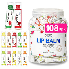 DMSKY Lip Balm bulk 108-pack with assorted flavors for gifting.