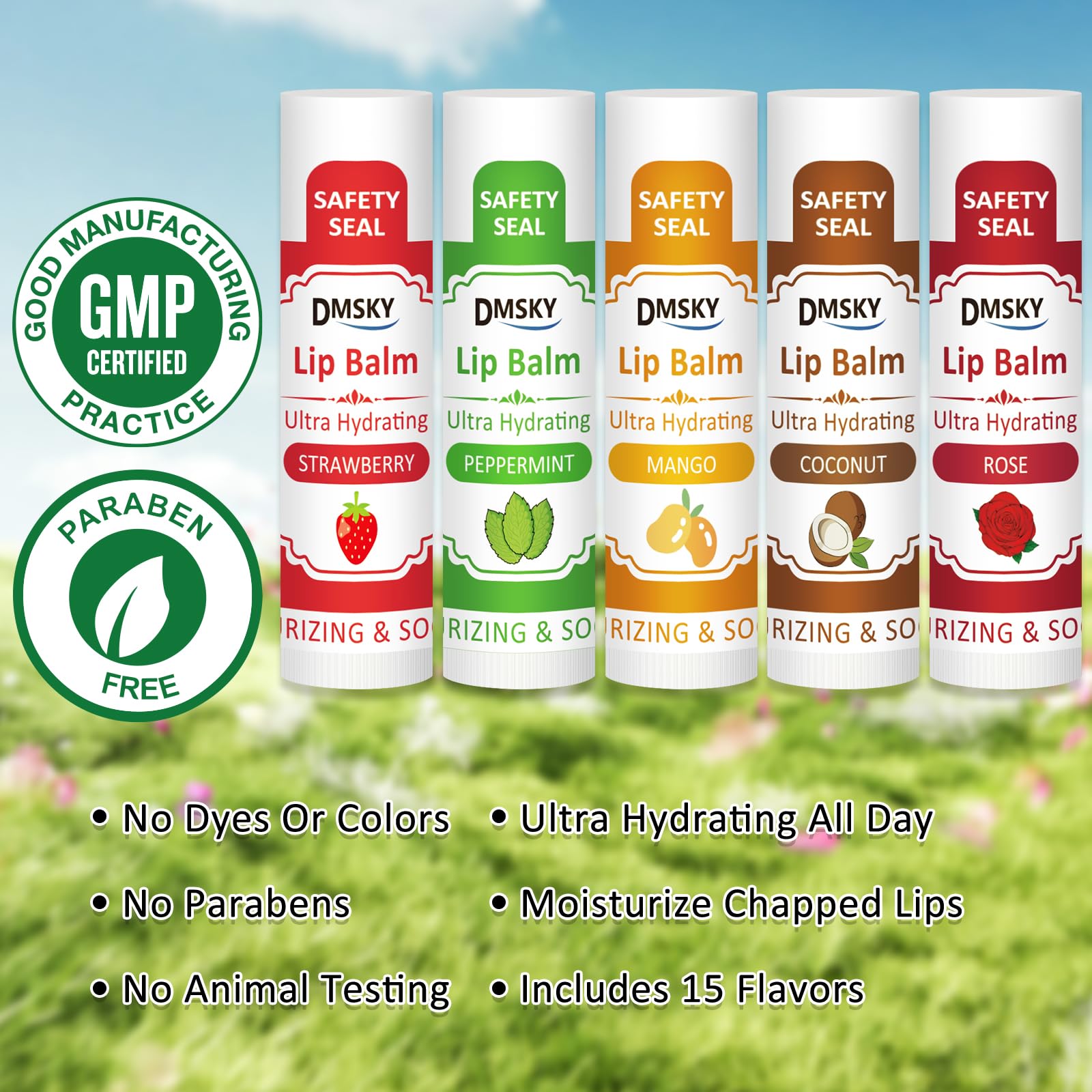 DMSKY mango flavor lip balm provides tropical sweetness
