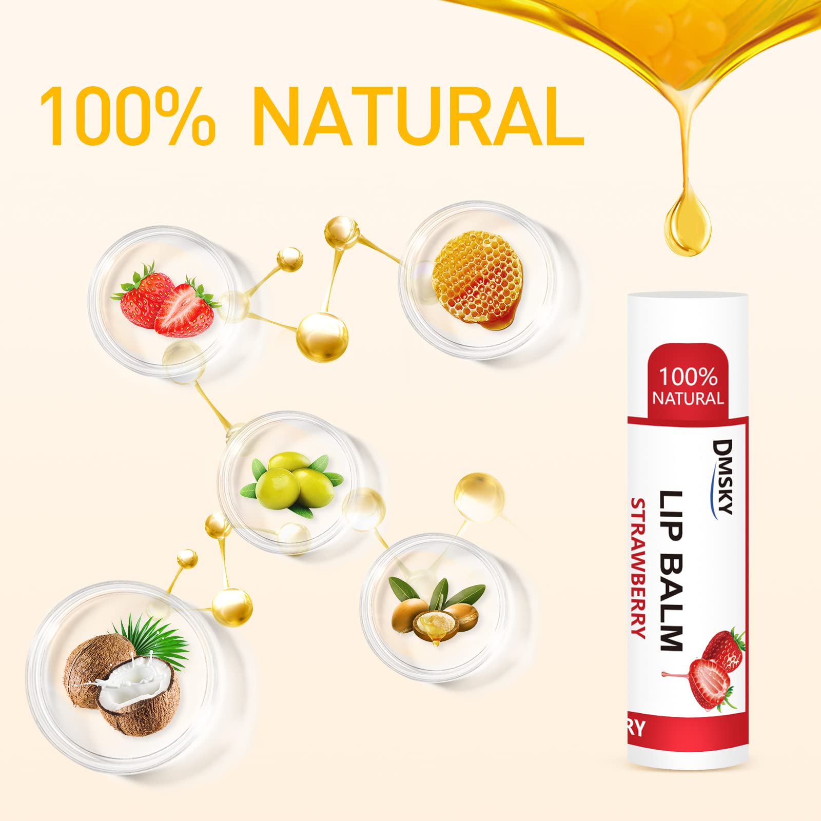 Dmsky lip balm texture swatch showing subtle flavor finish.