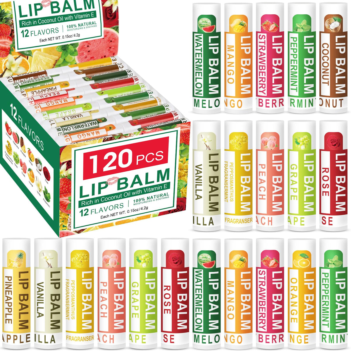 DMSKY lip balm 120-pack bulk for gifting and stocking stuffers