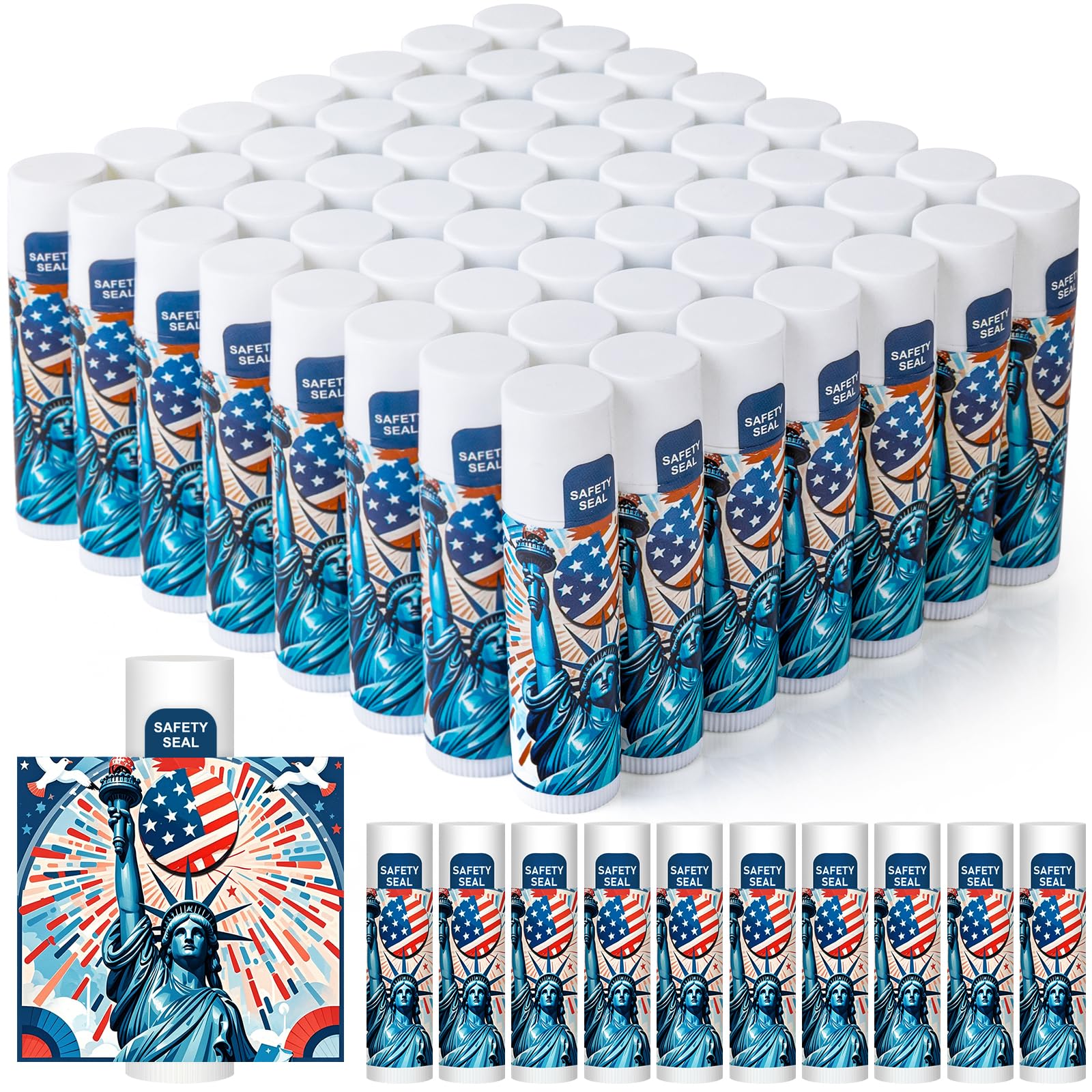 Dmsky patriotic flag Statue of Liberty lip balm bulk pack for Fourth of July party favors
