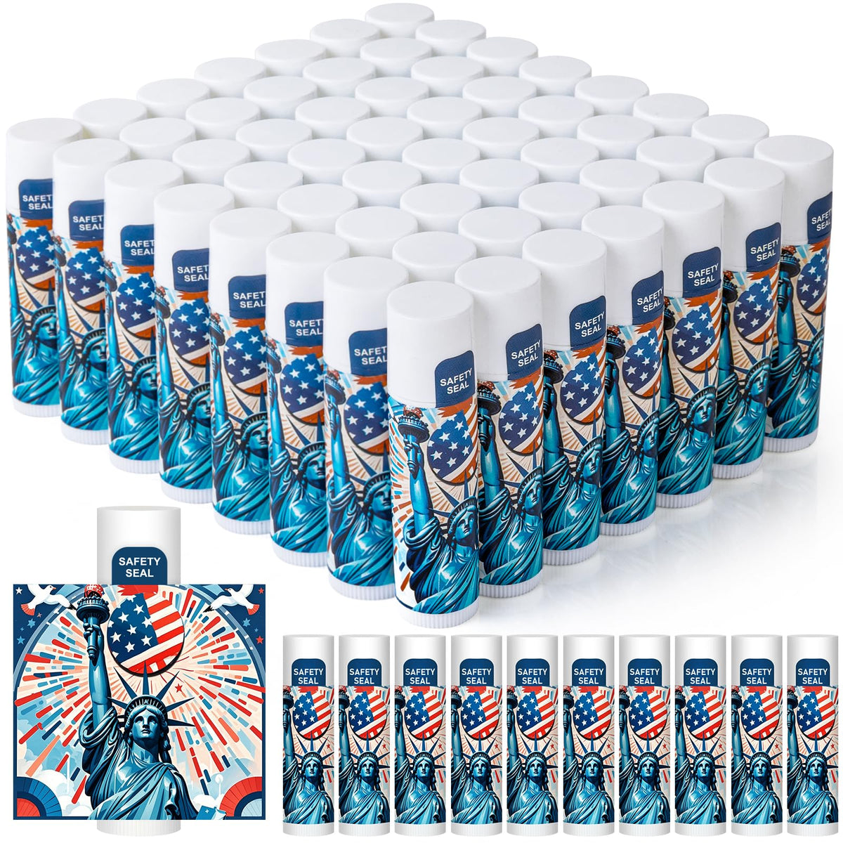 Dmsky patriotic flag Statue of Liberty lip balm bulk pack for Fourth of July party favors