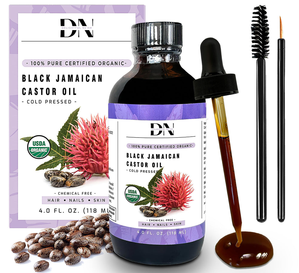 DN Delightful Ne'am Jamaican Black Castor Oil 4oz bottle for nourishing scalp and hair