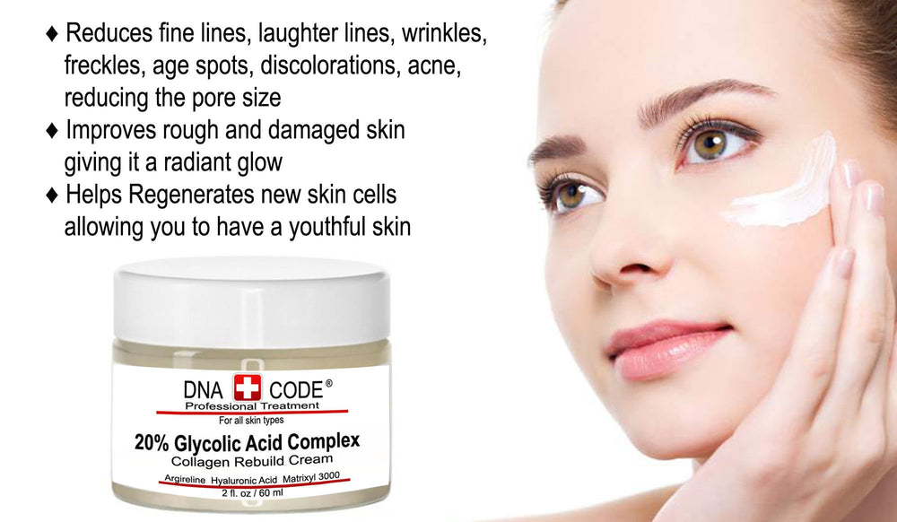DNA Code ingredients panel showing CoQ10 and hyaluronic acid for hydration.