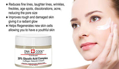 DNA Code ingredients panel showing CoQ10 and hyaluronic acid for hydration.