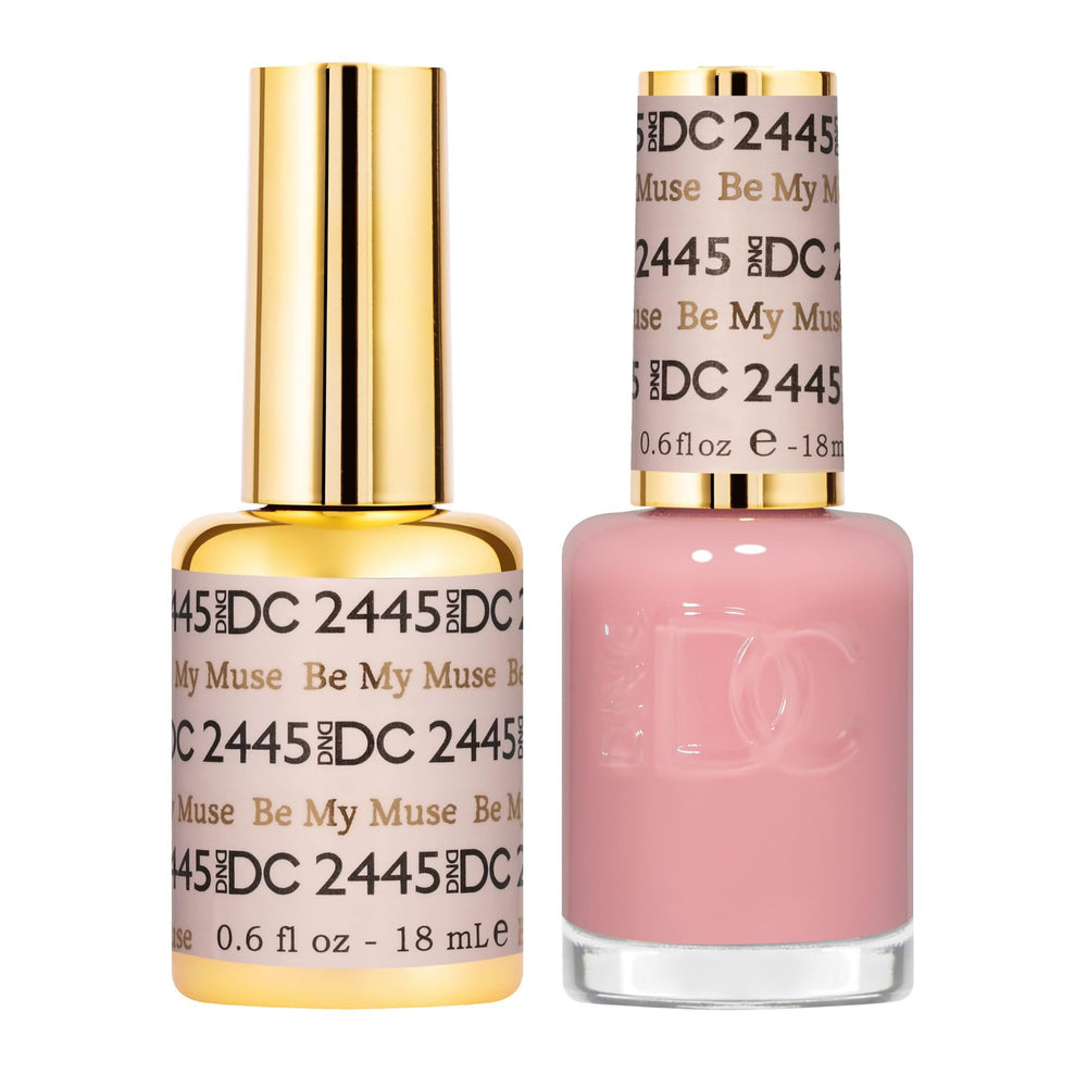 DND DC Be My Muse 2445 gel polish bottle, sheer pink shade for an elegant manicure.