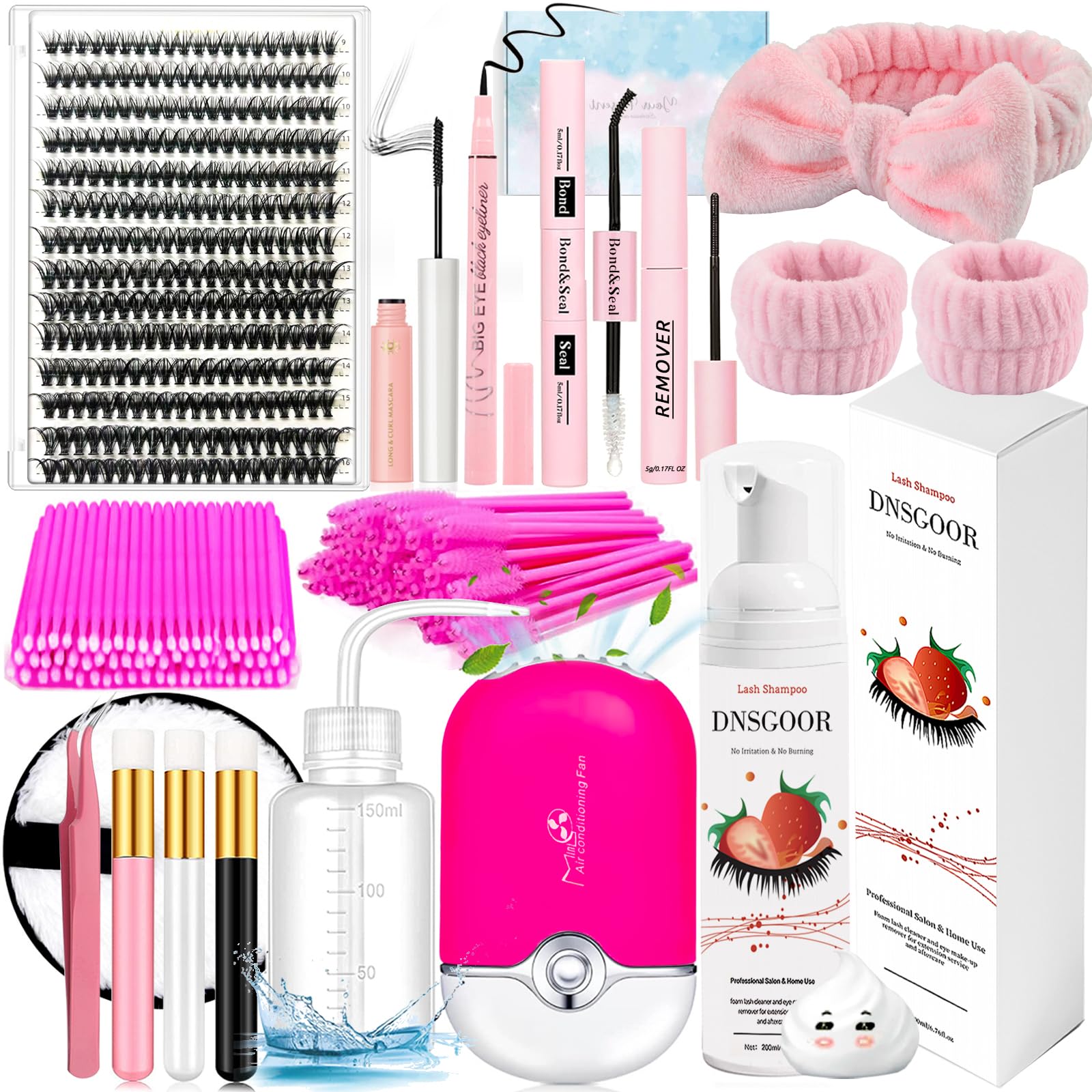 DNSGOOR DIY lash kit lashes 280 pcs for natural cluster application