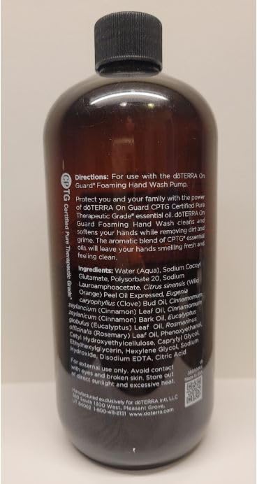 doTERRA On Guard foaming hand wash at bathroom sink for everyday use.