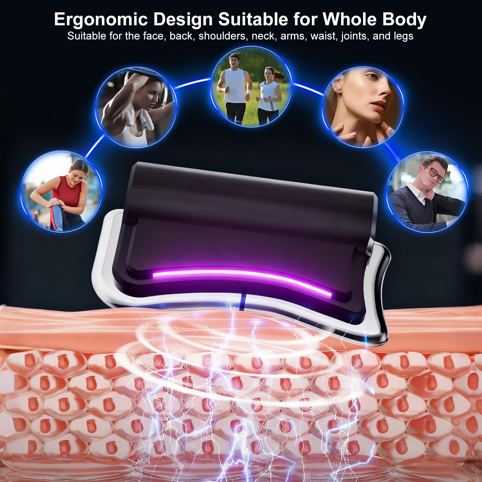 DOCEPERT heated muscle scraper side view highlighting compact travel-friendly design