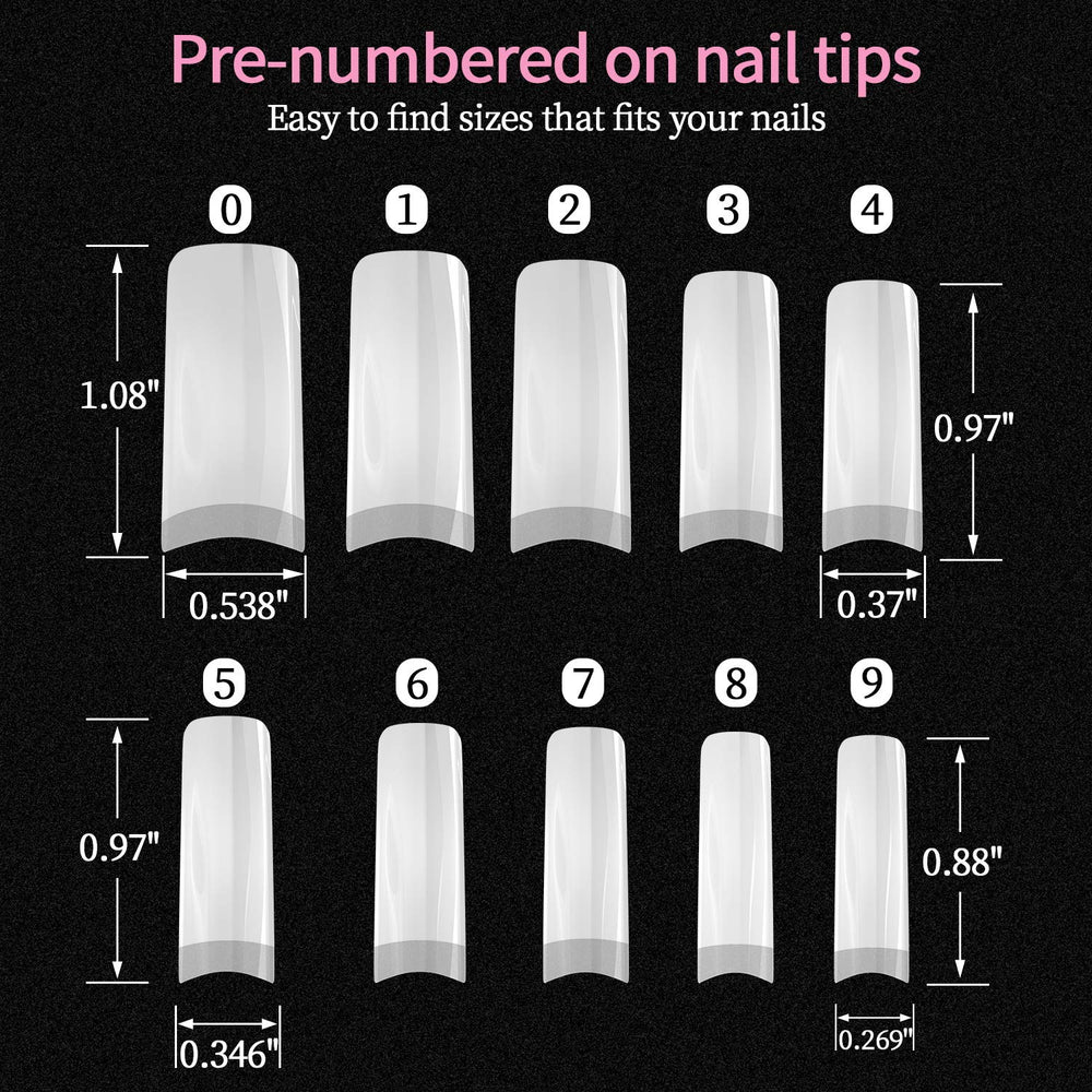 Dockapa nail tips in 10 sizes with 50 per size for perfect fit