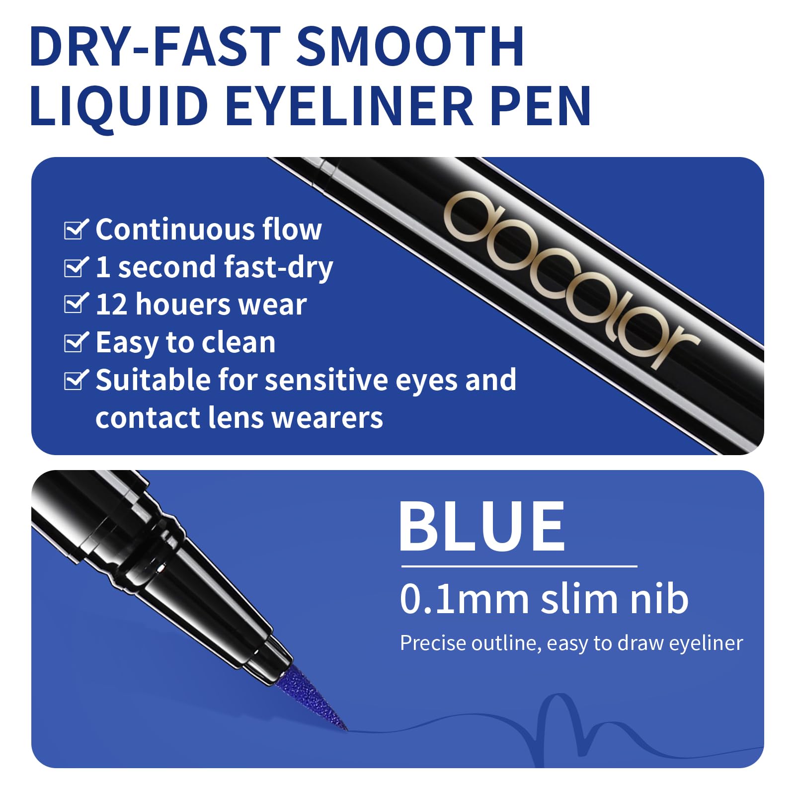 docolor longwear blue liquid eyeliner lasts up to 24 hours.