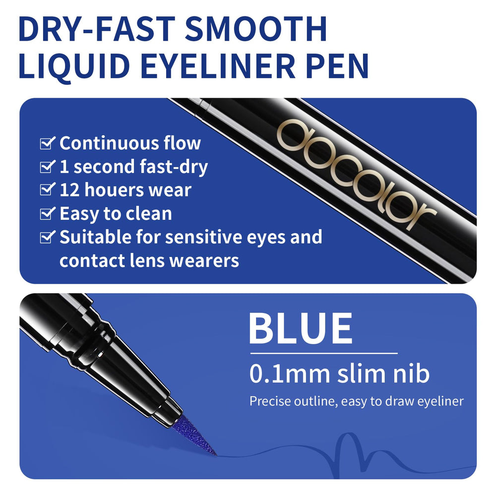 docolor longwear blue liquid eyeliner lasts up to 24 hours.