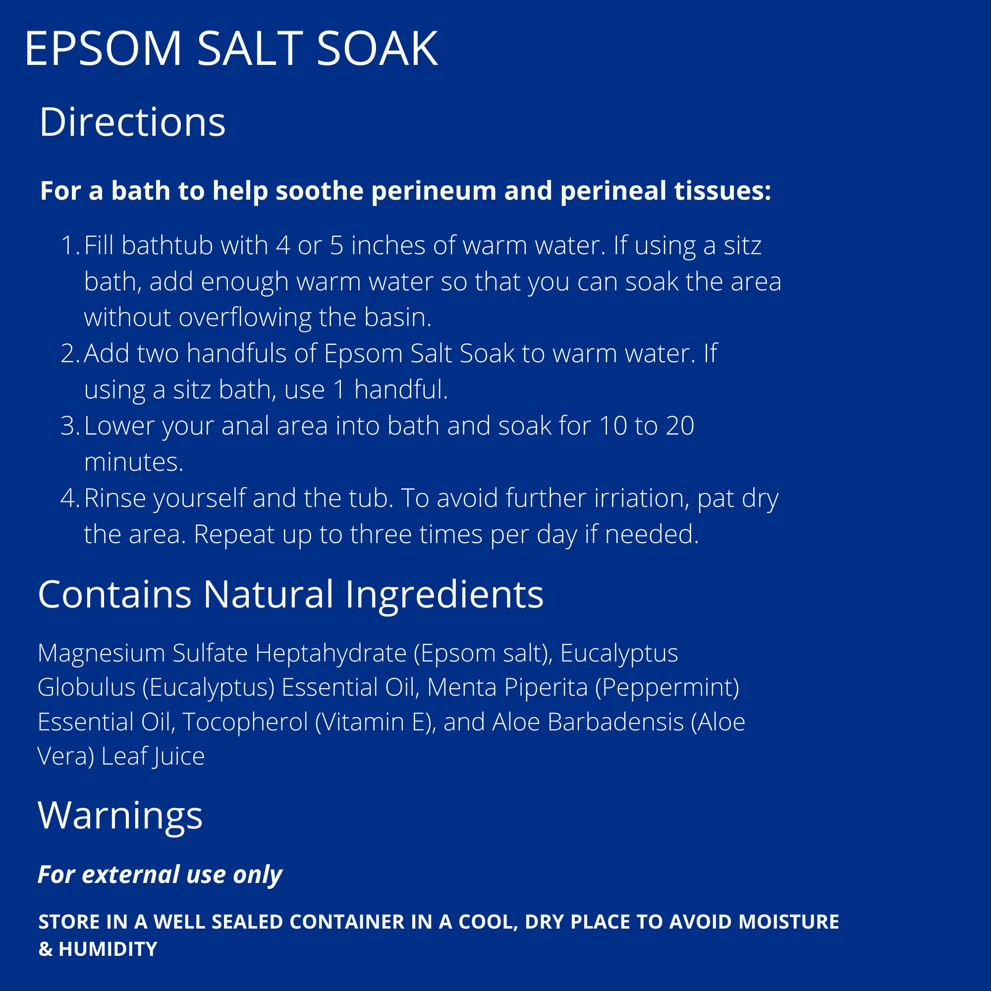 Ingredients chart shows eucalyptus and peppermint oils for gentle care.